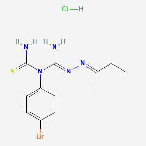 molecular formula C12H17BrClN5S B15183771 Hydrazinecarboximidamide, N-(aminothioxomethyl)-N-(4-bromophenyl)-2-(1-methylpropylidene)-, monohydrochloride CAS No. 126281-58-1