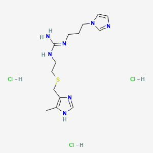 molecular formula C14H26Cl3N7S B15183917 Guanidine, N-(3-(1H-imidazol-1-yl)propyl)-N'-(2-(((5-methyl-1H-imidazol-4-yl)methyl)thio)ethyl)-, trihydrochloride CAS No. 83222-98-4