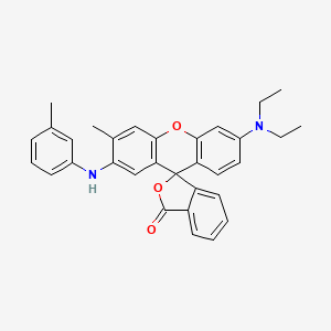 molecular formula C32H30N2O3 B15184152 Spiro(isobenzofuran-1(3H),9'-(9H)xanthen)-3-one, 6'-(diethylamino)-3'-methyl-2'-((3-methylphenyl)amino)- CAS No. 151019-95-3