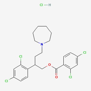 molecular formula C23H26Cl5NO2 B15184241 Benzoic acid, 2,4-dichloro-, 2-(2,4-dichlorophenyl)-4-(hexahydro-1H-azepin-1-yl)butyl ester, hydrochloride CAS No. 119584-98-4