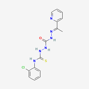 molecular formula C15H15ClN6OS B15184546 Carbonic dihydrazide, N''-(((2-chlorophenyl)amino)thioxomethyl)-N'''-((1E)-1-(2-pyridinyl)ethylidene)- CAS No. 140835-41-2
