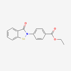 molecular formula C16H13NO3Se B15184616 Benzoic acid, 4-(3-oxo-1,2-benzisoselenazol-2(3H)-yl)-, ethyl ester CAS No. 81743-93-3