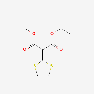 molecular formula C11H16O4S2 B15184768 Propanedioic acid, 1,3-dithiolan-2-ylidene-, ethyl 1-methylethyl ester CAS No. 50780-76-2
