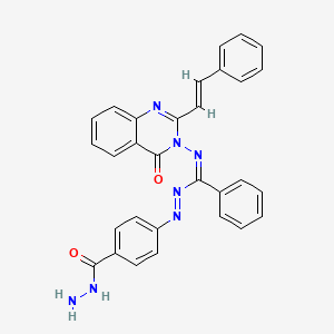 molecular formula C30H23N7O2 B15185068 Benzoic acid, 4-((((4-oxo-2-(2-phenylethenyl)-3(4H)-quinazolinyl)imino)phenylmethyl)azo)-, hydrazide CAS No. 127786-22-5