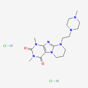 molecular formula C17H29Cl2N7O2 B15185206 Pyrimido(2,1-f)purine-2,4(1H,3H)-dione, 6,7,8,9-tetrahydro-1,3-dimethyl-9-(2-(4-methyl-1-piperazinyl)ethyl)-, dihydrochloride CAS No. 137881-83-5
