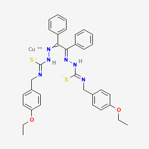 molecular formula C34H34CuN6O2S2 B15185312 Copper, ((2,2'-(1,2-diphenyl-1,2-ethanediylidene)bis(N-((4-ethoxyphenyl)methyl)hydrazinecarbothioamidato))(2-)-N(sup 2),N(sup 2'),S,S')-, (SP-4-2)- CAS No. 124010-93-1