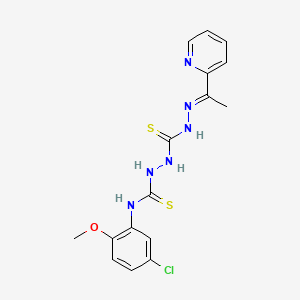 molecular formula C16H17ClN6OS2 B15185469 Carbonothioic dihydrazide, N''-(((5-chloro-2-methoxyphenyl)amino)thioxomethyl)-N'''-((1E)-1-(2-pyridinyl)ethylidene)- CAS No. 127142-55-6