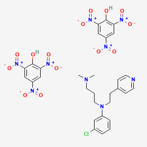 molecular formula C30H30ClN9O14 B15185559 Pyridine, 4-(2-(m-chloro-N-(3-(dimethylamino)propyl)anilino)ethyl)-, dipicrate CAS No. 97191-93-0