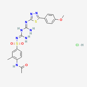 molecular formula C20H23ClN8O4S2 B15185722 Acetamide, N-(4-(((imino((imino((5-(4-methoxyphenyl)-1,3,4-thiadiazol-2-yl)amino)methyl)amino)methyl)amino)sulfonyl)-2-methylphenyl)-, monohydrochloride CAS No. 109193-53-5