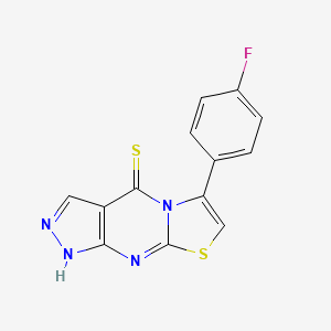 molecular formula C13H7FN4S2 B15185732 Pyrazolo(3,4-d)thiazolo(3,2-a)pyrimidine-4(1H)-thione, 6-(4-fluorophenyl)- CAS No. 152423-18-2