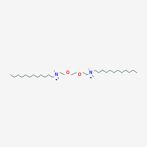 molecular formula C34H74N2O2+2 B15185767 3,6-Dioxaoctamethylene-1,8-bis(dodecyldimethylammonium) CAS No. 135766-44-8