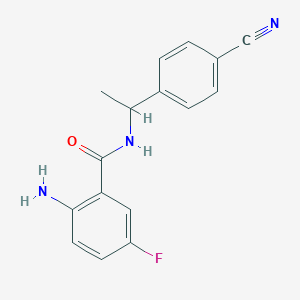 molecular formula C16H14FN3O B1518587 2-amino-N-[1-(4-cyanophenyl)ethyl]-5-fluorobenzamide CAS No. 1154287-63-4