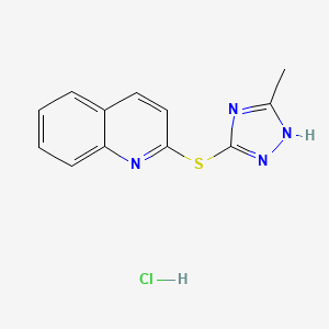 molecular formula C12H11ClN4S B15186036 Quinoline, 2-((5-methyl-4H-1,2,4-triazol-3-yl)thio)-, hydrochloride CAS No. 87236-37-1