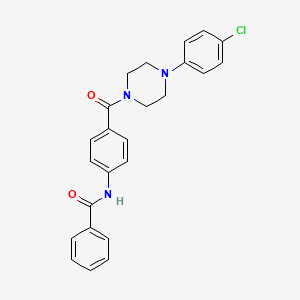 molecular formula C24H22ClN3O2 B15186061 Benzamide, N-(4-((4-(4-chlorophenyl)-1-piperazinyl)carbonyl)phenyl)- CAS No. 89767-68-0