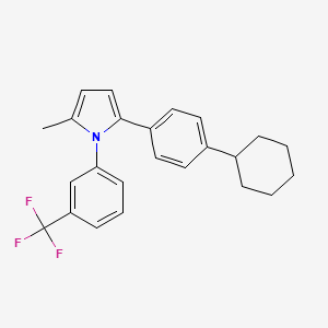 molecular formula C24H24F3N B15186115 1H-Pyrrole, 2-(4-cyclohexylphenyl)-5-methyl-1-(3-(trifluoromethyl)phenyl)- CAS No. 91306-79-5