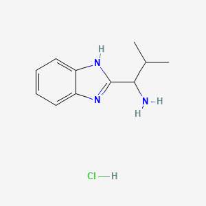 molecular formula C11H16ClN3 B1518613 1-(1H-benzimidazol-2-yl)-2-methylpropan-1-amine hydrochloride CAS No. 1177315-00-2