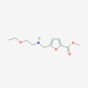 molecular formula C11H17NO4 B1518619 Methyl 5-{[(2-ethoxyethyl)amino]methyl}furan-2-carboxylate CAS No. 1157206-28-4