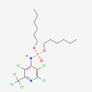 molecular formula C18H27Cl6N2O3P B15186287 Phosphoramidic acid, (2,3,5-trichloro-6-(trichloromethyl)-4-pyridinyl)-, dihexyl ester CAS No. 55733-21-6