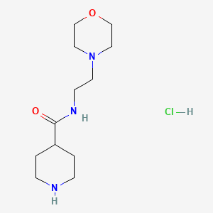 molecular formula C12H24ClN3O2 B1518635 N-[2-(morpholin-4-yl)ethyl]piperidine-4-carboxamide hydrochloride CAS No. 1173100-38-3