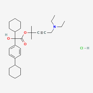 molecular formula C30H46ClNO3 B15186409 Benzeneacetic acid, alpha,4-dicyclohexyl-alpha-hydroxy-, 4-(diethylamino)-1,1-dimethyl-2-butynyl ester, hydrochloride CAS No. 190579-98-7