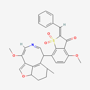 molecular formula C30H27NO6S B15186497 Benzo(b)thiophen-3(2H)-one, 4-methoxy-7-(10-methoxy-5-methyl-4,5,6,7-tetrahydro-3H-furo(4,3,2-fg)(3)benzazocin-6-yl)-2-(phenylmethylene)-, 1,1-dioxide CAS No. 155857-36-6
