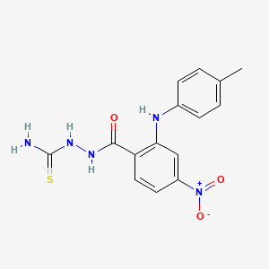 molecular formula C15H15N5O3S B15186534 Benzoic acid, 2-((4-methylphenyl)amino)-4-nitro-, 2-(aminothioxomethyl)hydrazide CAS No. 195370-42-4