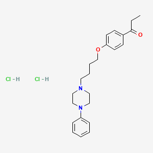 molecular formula C23H32Cl2N2O2 B15186548 Propiophenone, 4'-(4-(4-phenyl-1-piperazinyl)butoxy)-, dihydrochloride CAS No. 65976-26-3