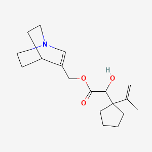 molecular formula C18H27NO3 B15186560 Cyclopentaneglycolic acid, alpha-isopropenyl-, (1-azabicyclo(2.2.2)oct-2-en-3-yl)methyl ester CAS No. 93101-77-0