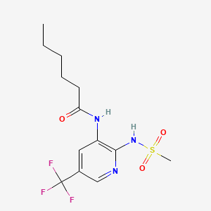 molecular formula C13H18F3N3O3S B15186599 Hexanamide, N-(2-((methylsulfonyl)amino)-5-(trifluoromethyl)-3-pyridinyl)- CAS No. 141283-47-8