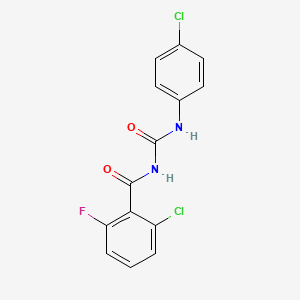 molecular formula C14H9Cl2FN2O2 B15186652 Benzamide, 2-chloro-N-(((4-chlorophenyl)amino)carbonyl)-6-fluoro- CAS No. 51214-00-7