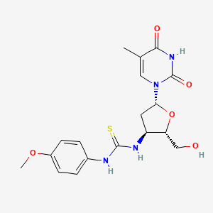 molecular formula C18H22N4O5S B15186683 Thymidine, 3'-deoxy-3'-((((4-methoxyphenyl)amino)thioxomethyl)amino)- CAS No. 132149-39-4