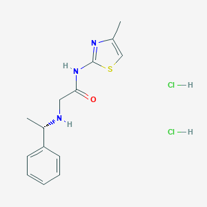 molecular formula C14H19Cl2N3OS B151867 Acetamide, N-(4-methyl-2-thiazolyl)-2-((1-phenylethyl)amino)-, dihydrochloride, (-)- CAS No. 129340-81-4