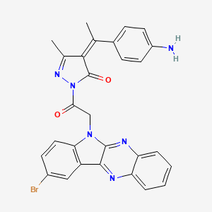 molecular formula C28H21BrN6O2 B15186818 3H-Pyrazol-3-one, 2,4-dihydro-4-(1-(4-aminophenyl)ethylidene)-2-((9-bromo-6H-indolo(2,3-b)quinoxalin-6-yl)acetyl)-5-methyl- CAS No. 119457-34-0
