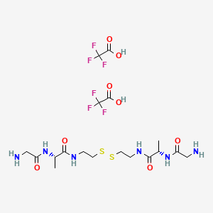 molecular formula C18H30F6N6O8S2 B15186911 L-Alaninamide, glycyl-N-(2-mercaptoethyl)-, 2,2'-disulfide bis(trifluoroacetate) CAS No. 117370-27-1