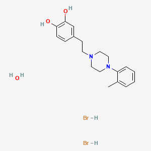 molecular formula C19H28Br2N2O3 B15186997 Pyrocatechol, 4-(2-(4-(o-tolyl)-1-piperazinyl)ethyl)-, dihydrobromide, hydrate CAS No. 102366-99-4