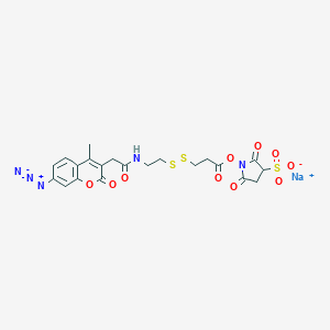 molecular formula C21H20N5NaO10S3 B151870 Sulfosuccinimidyl-2-(7-azido-4-methylcoumarin-3-acetamido)ethyl-1,3'-dithiopropionate CAS No. 139609-20-4