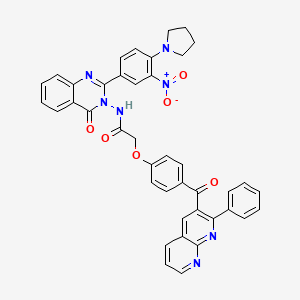 molecular formula C41H31N7O6 B15187005 Acetamide, N-(2-(3-nitro-4-(1-pyrrolidinyl)phenyl)-4-oxo-3(4H)-quinazolinyl)-2-(4-((2-phenyl-1,8-naphthyridin-3-yl)carbonyl)phenoxy)- CAS No. 136603-29-7