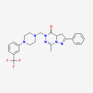 molecular formula C24H25F3N6O B15187079 Pyrazolo(1,5-d)(1,2,4)triazin-4(5H)-one, 3,3a-dihydro-7-methyl-2-phenyl-5-((4-(3-(trifluoromethyl)phenyl)-1-piperazinyl)methyl)- CAS No. 148680-53-9