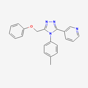 molecular formula C21H18N4O B15187176 Pyridine, 3-(4-(4-methylphenyl)-5-(phenoxymethyl)-4H-1,2,4-triazol-3-yl)- CAS No. 141078-96-8