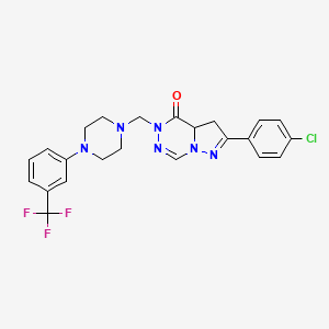 molecular formula C23H22ClF3N6O B15187226 Pyrazolo(1,5-d)(1,2,4)triazin-4(5H)-one, 3,3a-dihydro-2-(4-chlorophenyl)-5-((4-(3-(trifluoromethyl)phenyl)-1-piperazinyl)methyl)- CAS No. 148680-56-2