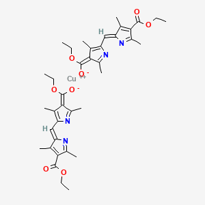 molecular formula C38H46CuN4O8 B15187267 copper ethyl (5Z)-5-[(4-ethoxycarbonyl-3,5-dimethyl-1H-pyrrol-2-yl)methylene]-2,4-dimethyl-pyrrole-3-carboxylate CAS No. 14653-46-4