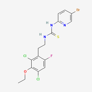 molecular formula C16H15BrCl2FN3OS B15187313 Thiourea, N-(5-bromo-2-pyridinyl)-N'-(2-(2,4-dichloro-3-ethoxy-6-fluorophenyl)ethyl)- CAS No. 181305-51-1