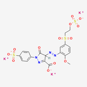 molecular formula C19H15K3N4O13S3 B15187335 Tripotassium 4,5-dihydro-4-((2-methoxy-5-((2-(sulphonatooxy)ethyl)sulphonyl)phenyl)azo)-5-oxo-1-(4-sulphonatophenyl)-1H-pyrazole-3-carboxylate CAS No. 97416-97-2