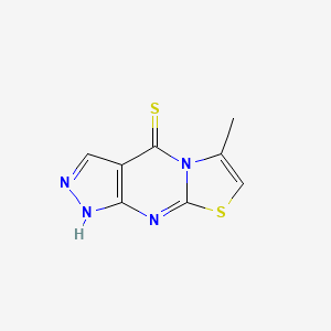molecular formula C8H6N4S2 B15187434 Pyrazolo(3,4-d)thiazolo(3,2-a)pyrimidine-4(1H)-thione, 6-methyl- CAS No. 152423-14-8