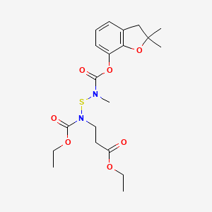 molecular formula C20H28N2O7S B15187439 beta-Alanine, N-(((((2,3-dihydro-2,2-dimethyl-7-benzofuranyl)oxy)carbonyl)methylamino)thio)-N-(ethoxycarbonyl)-, ethyl ester CAS No. 82560-84-7