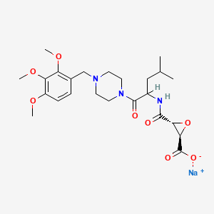 molecular formula C24H34N3NaO8 B15187470 sodium;(2R,3R)-3-[[4-methyl-1-oxo-1-[4-[(2,3,4-trimethoxyphenyl)methyl]piperazin-1-yl]pentan-2-yl]carbamoyl]oxirane-2-carboxylate CAS No. 84518-83-2