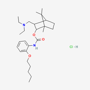 molecular formula C27H45ClN2O3 B15187482 Carbamic acid, (2-(pentyloxy)phenyl)-, 3-((diethylamino)methyl)-1,7,7-trimethylbicyclo(2.2.1)hept-2-yl ester, monohydrochloride, (endo,endo)-(+-)- CAS No. 149749-96-2