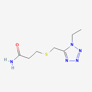 molecular formula C7H13N5OS B15187502 Propanamide, 3-(((1-ethyl-1H-tetrazol-5-yl)methyl)thio)- CAS No. 85697-02-5