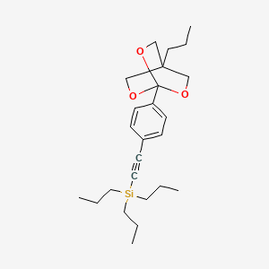 molecular formula C25H38O3Si B15187507 Silane, ((4-(4-propyl-2,6,7-trioxabicyclo(2.2.2)oct-1-yl)phenyl)ethynyl)tripropyl- CAS No. 134134-08-0