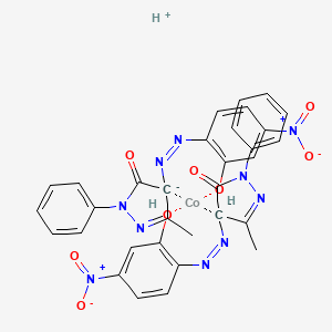 molecular formula C32H25CoN10O8- B15187547 Hydrogen bis(2,4-dihydro-4-((2-hydroxy-4-nitrophenyl)azo)-5-methyl-2-phenyl-3H-pyrazol-3-onato(2-))cobaltate(1-) CAS No. 84030-59-1